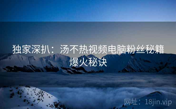 独家深扒：汤不热视频电脑粉丝秘籍爆火秘诀